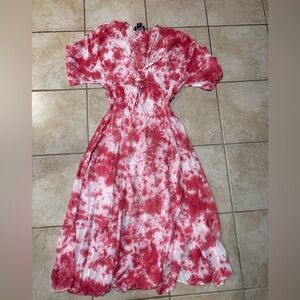 Angie Pink and White Tie-Dye Maxi Dress